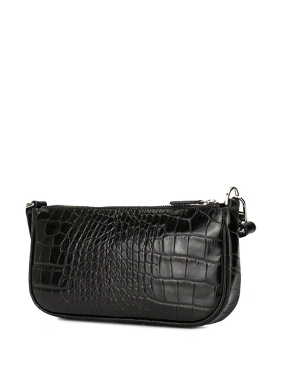 Shop By Far Rachel Croc-effect Shoulder Bag In Black