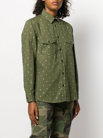 Shop Saint Laurent Star Flap Pockets Shirt In Green