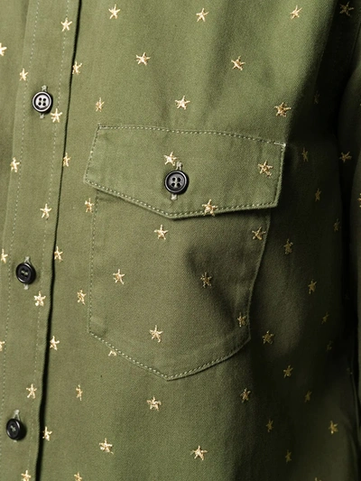 Shop Saint Laurent Star Flap Pockets Shirt In Green