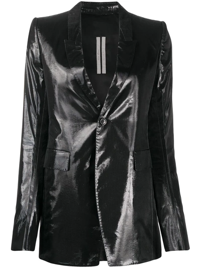 Shop Rick Owens Shine-finish Single Breasted Blazer In Black