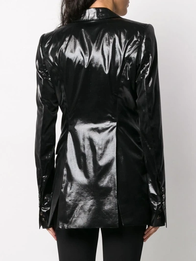 Shop Rick Owens Shine-finish Single Breasted Blazer In Black