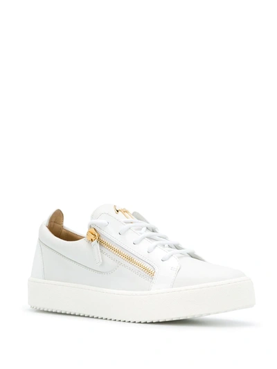 Shop Giuseppe Zanotti Frankie Zip-detail Low-top Sneakers In White