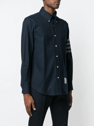 Thom Browne Straight Fit 4-bar Solid Stripe Shirt Navy In Blue