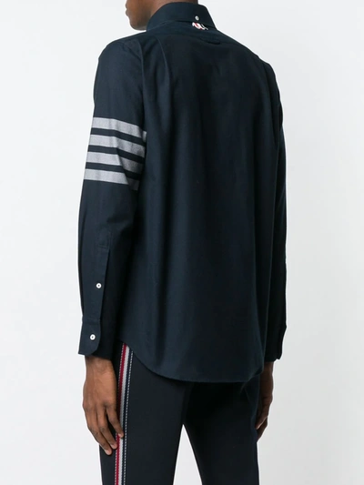 Thom Browne Straight Fit 4-bar Solid Stripe Shirt Navy In Blue