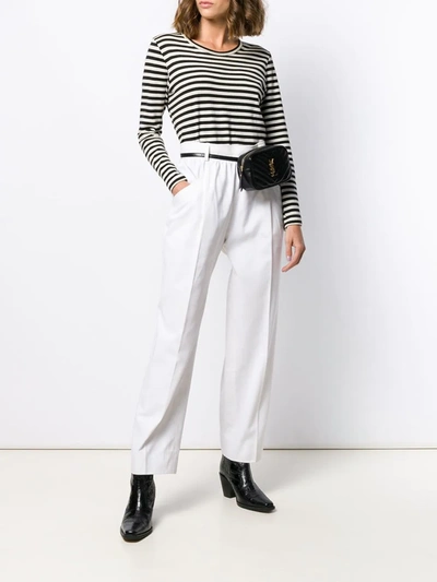 Pre-owned Saint Laurent 1980's Straight-leg Trousers In White