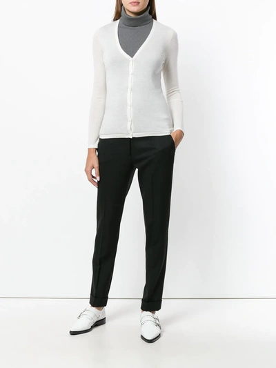 N•peal Superfine V-neck Cardigan In White