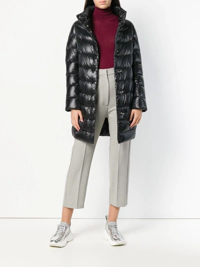 Herno Midi Quilted Down Jacket With High Neck In Black