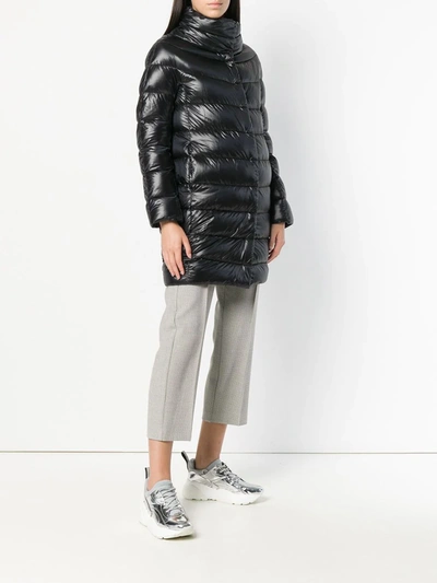 Herno Midi Quilted Down Jacket With High Neck In Black