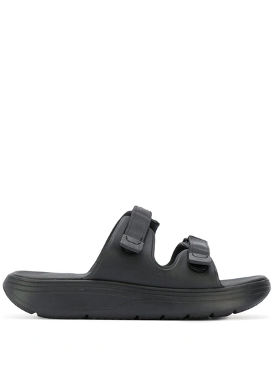 Shop Suicoke Touch Strap Flip Flops In Black