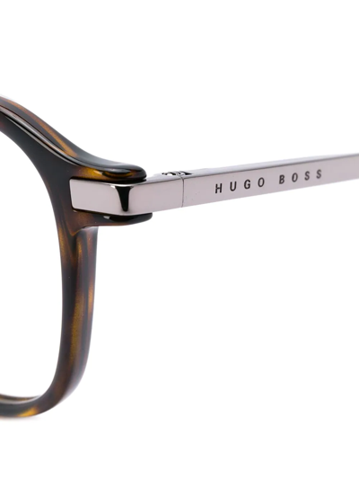 Shop Hugo Boss Tortoiseshell Square Frame Glasses In Brown