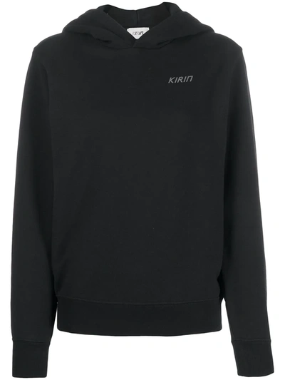 Shop Kirin Open Back Logo Print Hoodie In Black