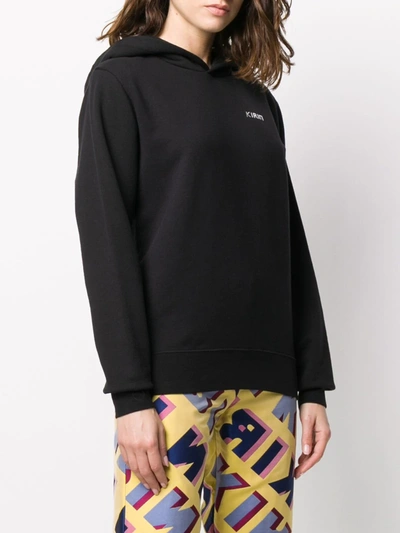 Shop Kirin Open Back Logo Print Hoodie In Black