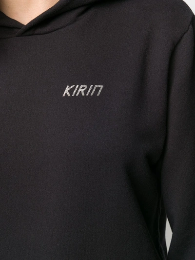 Shop Kirin Open Back Logo Print Hoodie In Black