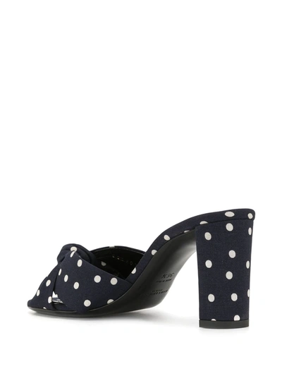 Shop Saint Laurent Bianca Polka-dot Mules In Blue