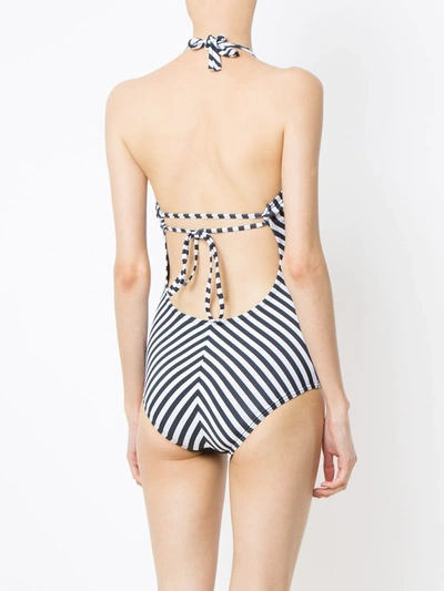 Shop Amir Slama Striped Swimsuit In Black