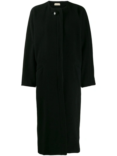 Pre-owned Versace 1980's Collarless Loose Coat In Black