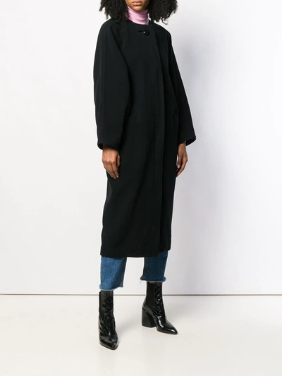 Pre-owned Versace 1980's Collarless Loose Coat In Black