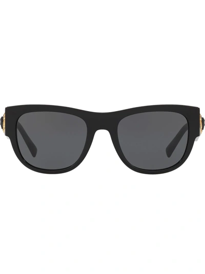 Versace Men's Greca Oversized Square Acetate Sunglasses In Black