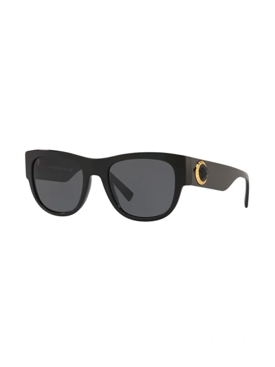 Versace Men's Greca Oversized Square Acetate Sunglasses In Black