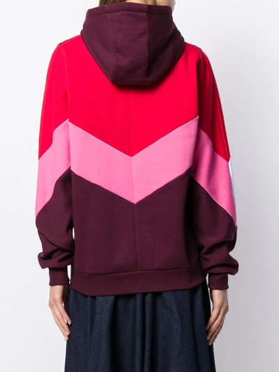 Shop Msgm Colour-block Hoodie In Red