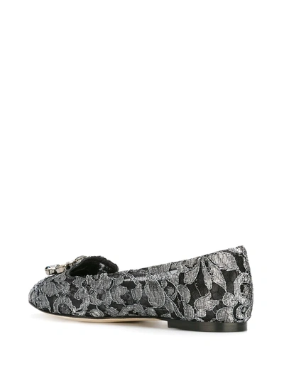 Shop Dolce & Gabbana Vally Taormina Lace Ballerina Shoes In Black