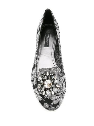 Shop Dolce & Gabbana Vally Taormina Lace Ballerina Shoes In Black
