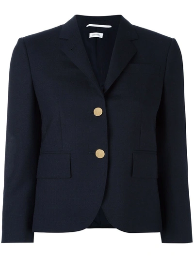 Shop Thom Browne Classic Single Breasted Sport Coat In Navy 2-ply Wool Fresco In Blue