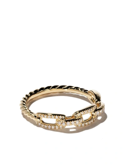 Shop David Yurman 18kt Yellow Gold Stax Chain Link Diamond Ring In 88adi