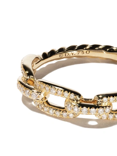 David Yurman 18kt Yellow Gold Stax Chain Link Diamond Ring In 88adi