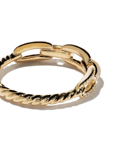 Shop David Yurman 18kt Yellow Gold Stax Chain Link Diamond Ring In 88adi