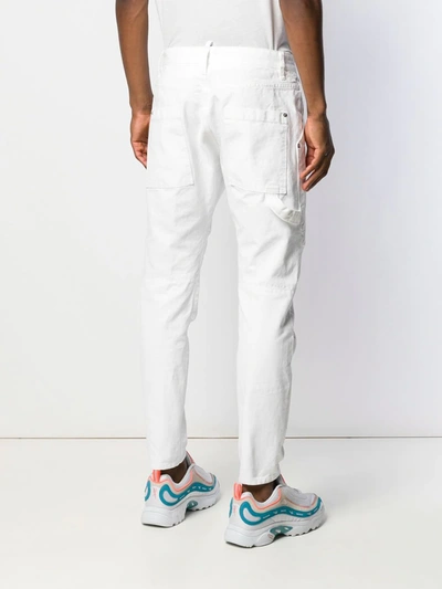 Shop Dsquared2 Logo Patch Slim-fit Trousers In White