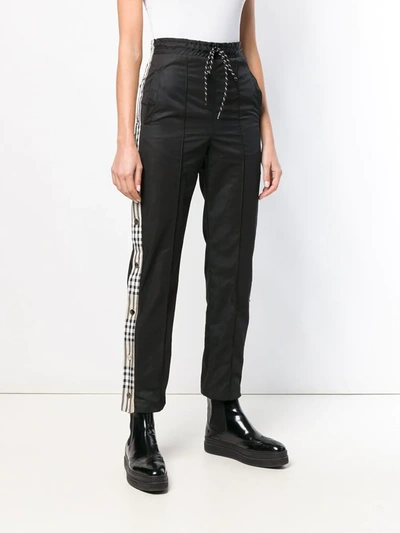 Shop Andrea Crews Checked Band Track Pants In Black