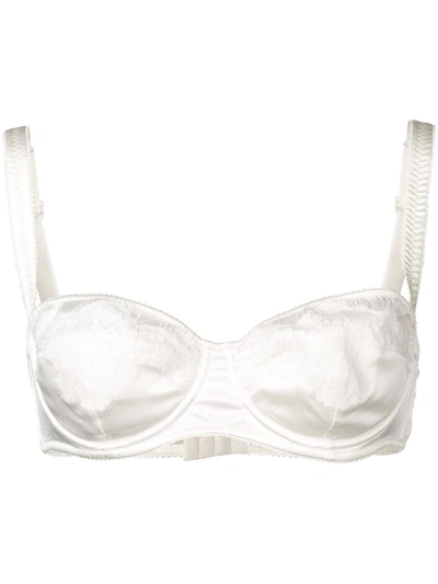 Shop Dolce & Gabbana Lace-detail Satin Balconette Bra In White