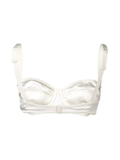 Shop Dolce & Gabbana Lace-detail Satin Balconette Bra In White