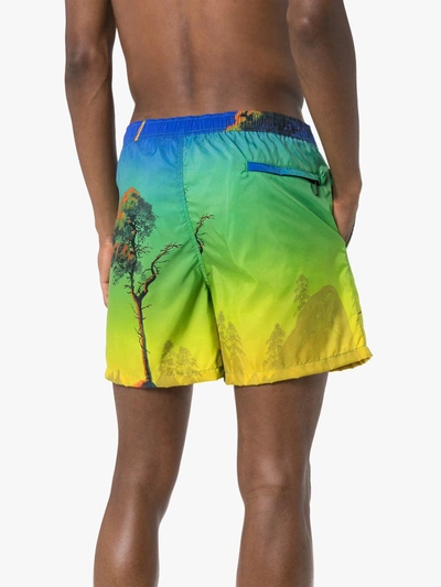 Shop Valentino Dragon At Dawn Print Swim Shorts In Green