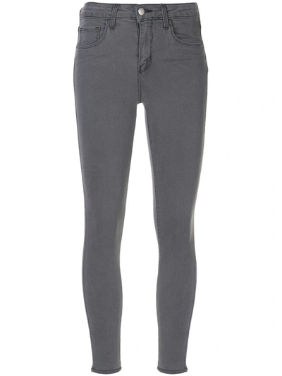 Shop L Agence Margot Cropped Skinny Jeans In Grey