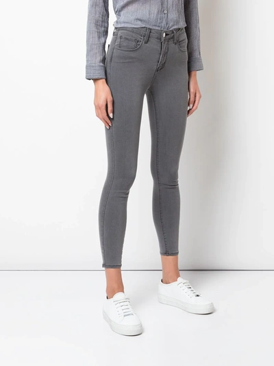 Shop L Agence Margot Cropped Skinny Jeans In Grey