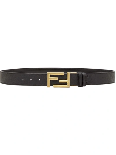 Shop Fendi Reversible Ff Buckle Belt In Black