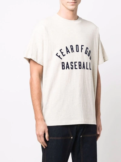 Shop Fear Of God Slogan Print T-shirt In Nude