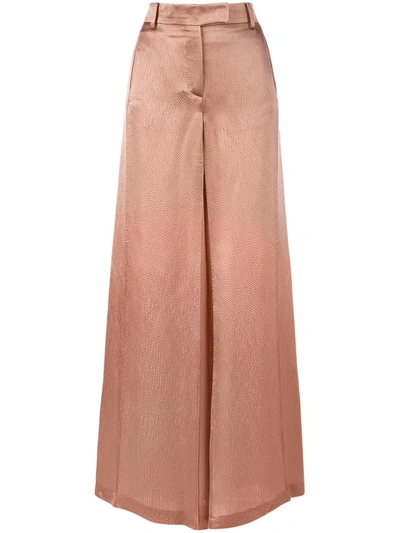 Shop Valentino Textured Wide Leg Trousers In Neutrals