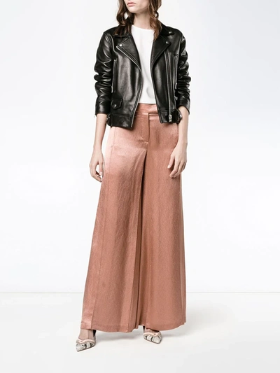 Shop Valentino Textured Wide Leg Trousers In Neutrals