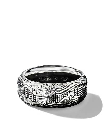 Shop David Yurman Sterling Silver Waves Band Ring In Ss