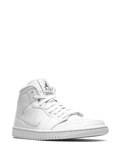 Shop Jordan Air  1 Mid "white Snakeskin" Sneakers