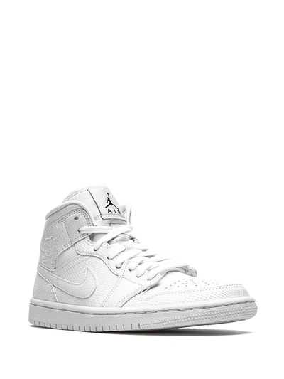Jordan Air  1 Mid "white Snakeskin" Sneakers In White