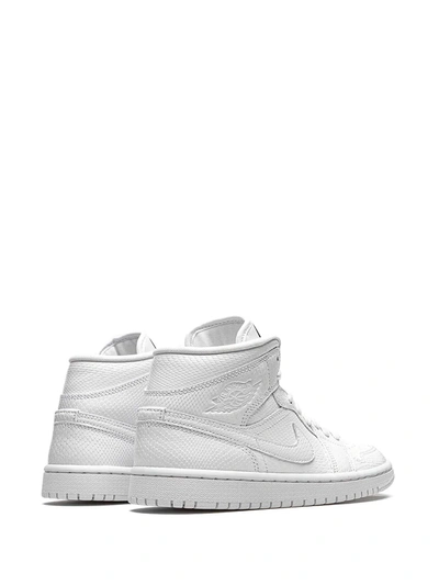 Shop Jordan Air  1 Mid "white Snakeskin" Sneakers