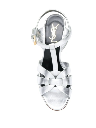 Shop Saint Laurent Classic Tribute 75 110mm Sandals In Metallic