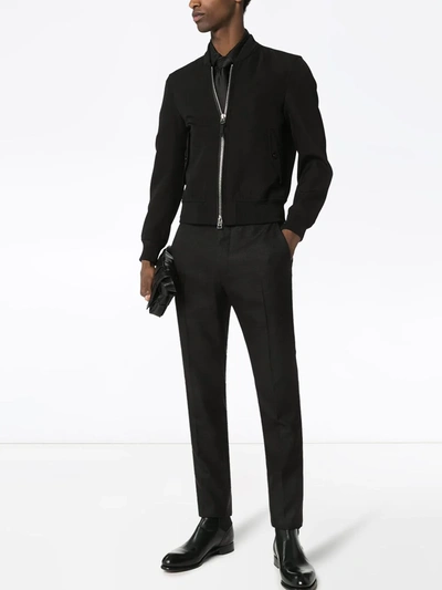 Shop Tom Ford Tailored Silk Cotton Trousers In Black