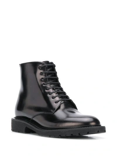 Saint Laurent Army Polished-leather Ankle Boots In Black