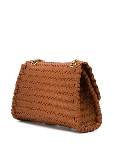 Shop Dolce & Gabbana Devotion Woven Shoulder Bag In Brown