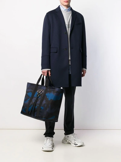 Shop Valentino Vring Camouflage Tote Bag In Blue